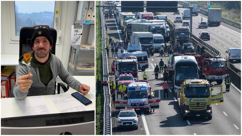 Andrea Moscardini morto nello schianto contro un bus di turisti in A1: “Un pezzo di cuore se ne va”