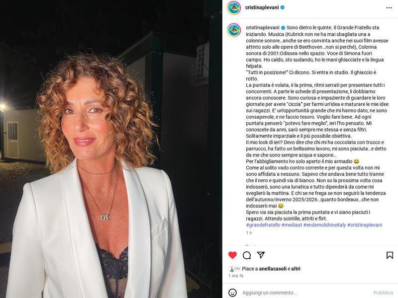 Cristina Plevani opinionista al Grande Fratello: “Un’opportunità grande, voglio fare bene. Sarò sempre me stessa e senza filtri”