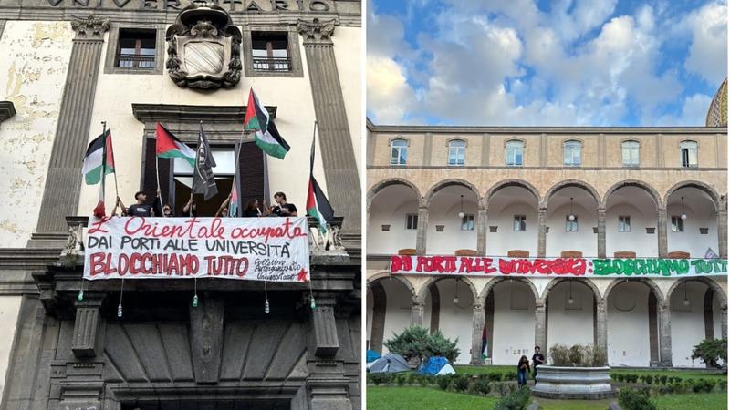 Gaza, il Collettivo universitario occupa L'Orientale e Lettere della Federico II | Foto