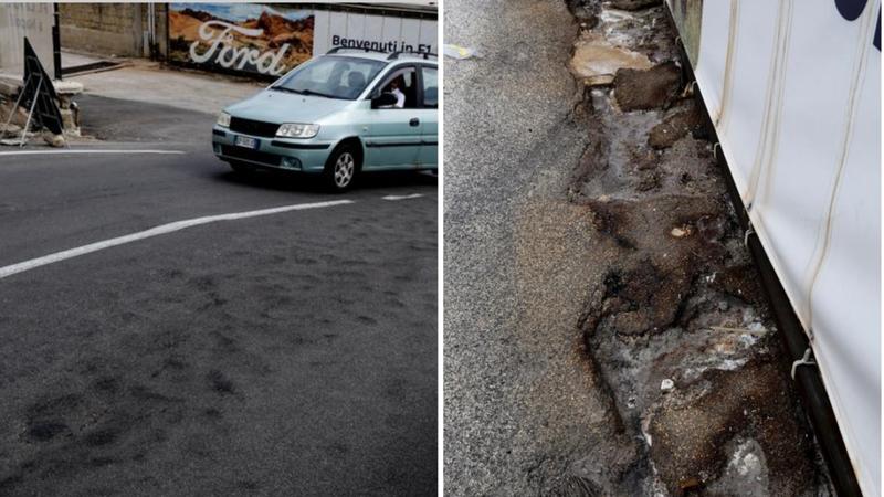 Bradisismo a Pozzuoli,Â via Antiniana Â«bolleÂ»:Â fessure sull'asfalto