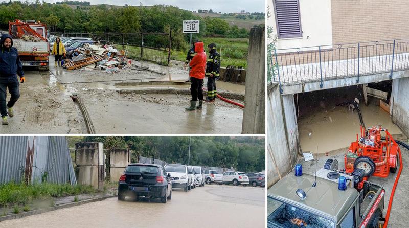 Maltempo sulla costa fermana, garage allagato e disagi