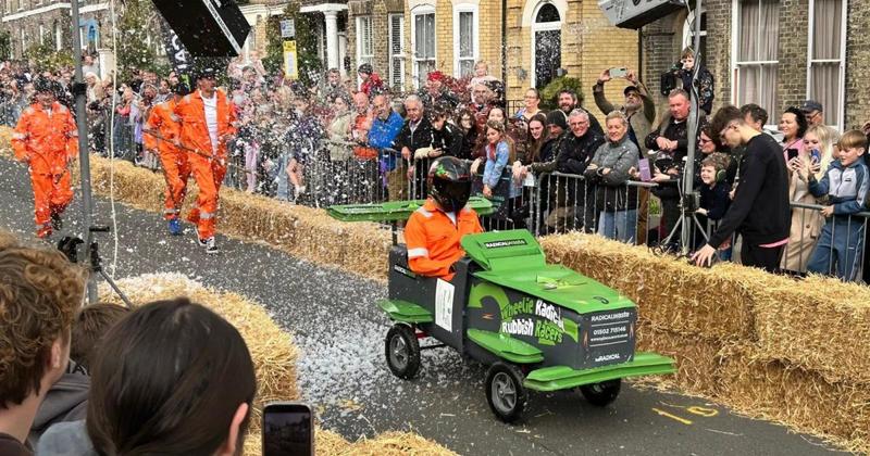 Crowds line the streets as teams vie for first place in town's Soapbox Derby