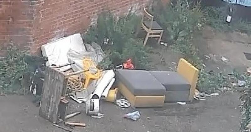 Man caught on CCTV dumping dining chairs, mattress and more