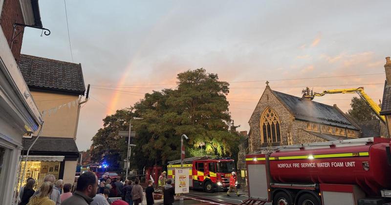 Shock as town's historic church engulfed by flames