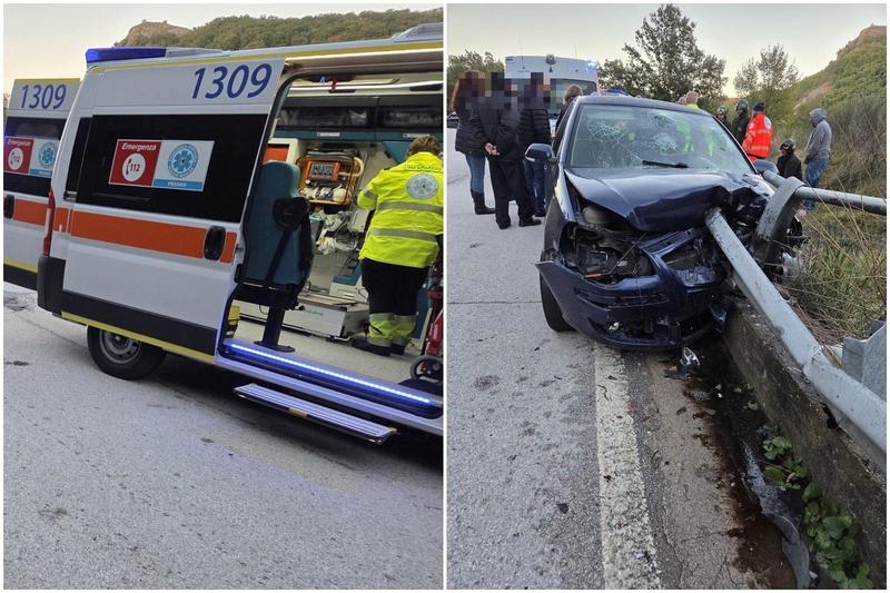 Incidente, auto trafitta dal guardrail nel Pesarese. Tre ragazzi soccorsi