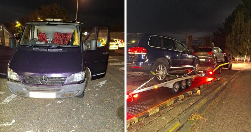 Driver of vehicle transporter arrested for possession of weapon and drugs