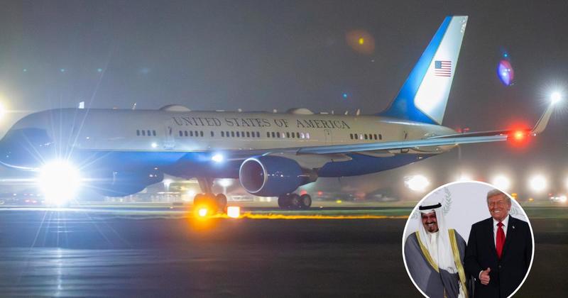 President Donald Trump lands at Suffolk airbase