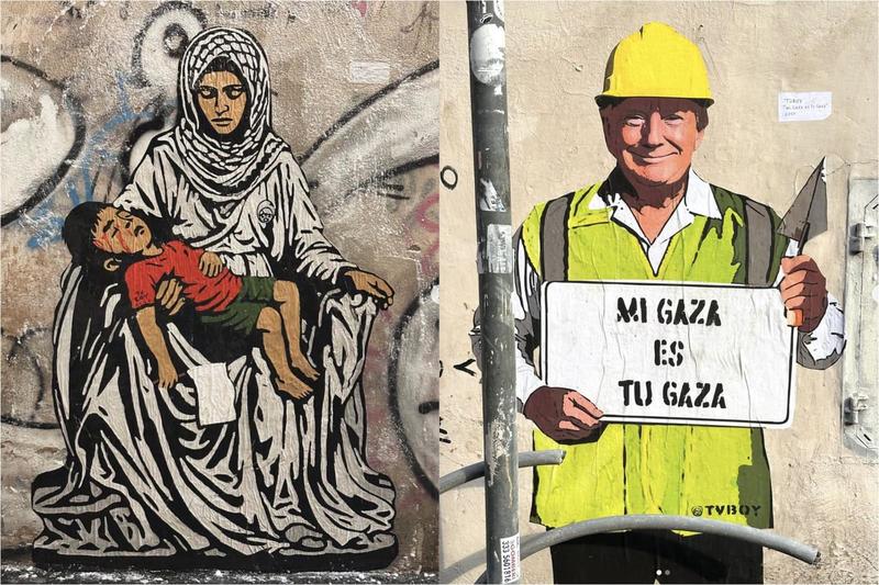 TvBoy torna a Roma e racconta Gaza con due murales simbolici