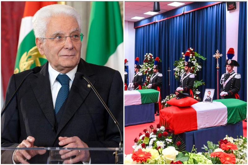 Mattarella ai funerali dei carabinieri morti nel casolare fatto esplodere nel Veronese