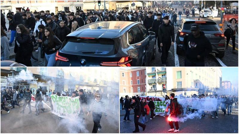 Nuovo corteo degli studenti, in 300 per Gaza. Scuole bloccate e traffico in tilt: striscioni e fumogeni sui viali