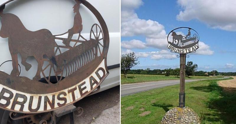 Village sign stolen from Norfolk SEVEN years ago finally found... 140 miles away! Village sign stolen from Norfolk SEVEN years ago finally found... 140 miles away!