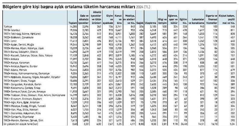 Tüketim harcaması penceresinden bölgesel eşitsizliğin boyutu