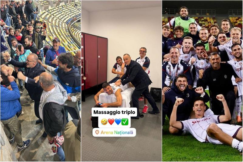 Bologna, il presidente Saputo scatenato tra i tifosi. E fa un massaggio a Orsolini