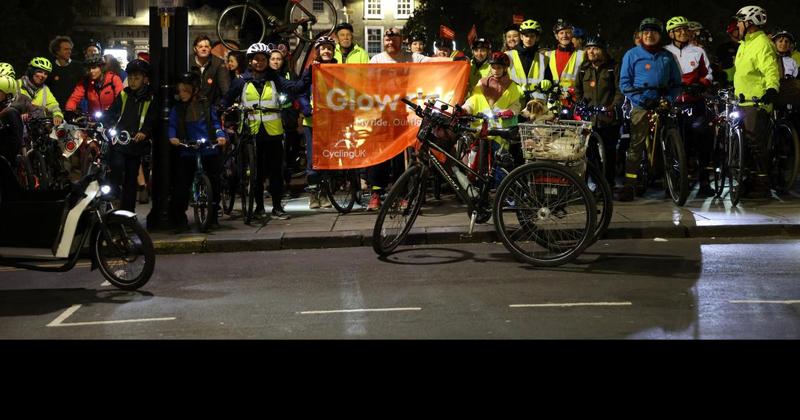 Dozens of cyclists take part in 'glow ride' to highlight safety concerns Dozens of cyclists take part in 'glow ride' to highlight safety concerns