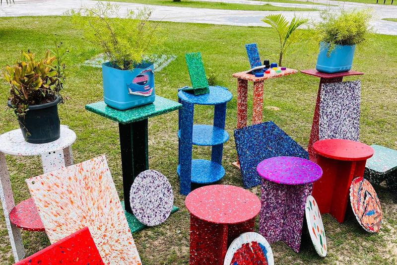 Oficinas de reciclagem criam móveis e luminárias a serem expostos durante a COP30