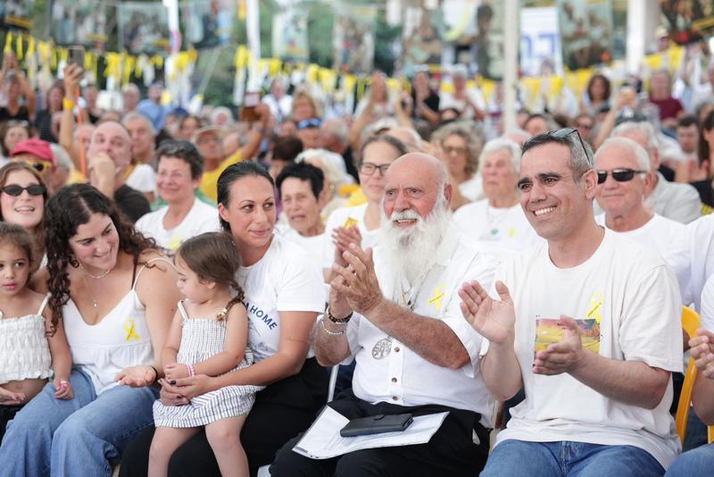 In first visit to Hostages Square, Omri Miran says supporters ‘rose up’ out of trauma