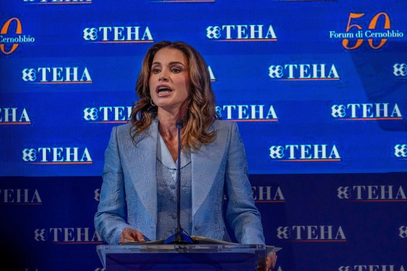 In Germany, Jordan’s queen equates Israeli language on Gaza to Nazi propaganda