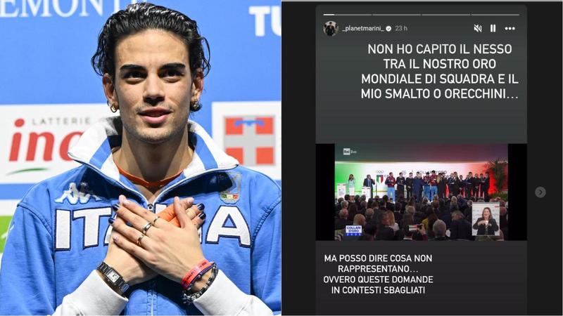 Lo schermidore Tommaso Marini sbotta dopo la domanda su unghie smaltate e orecchini: 