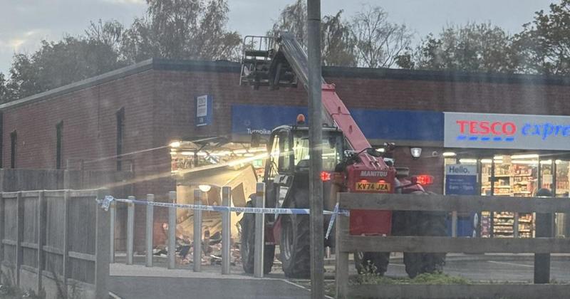 Wall of Tesco smashed in during ram raid Wall of Tesco smashed in during ram raid