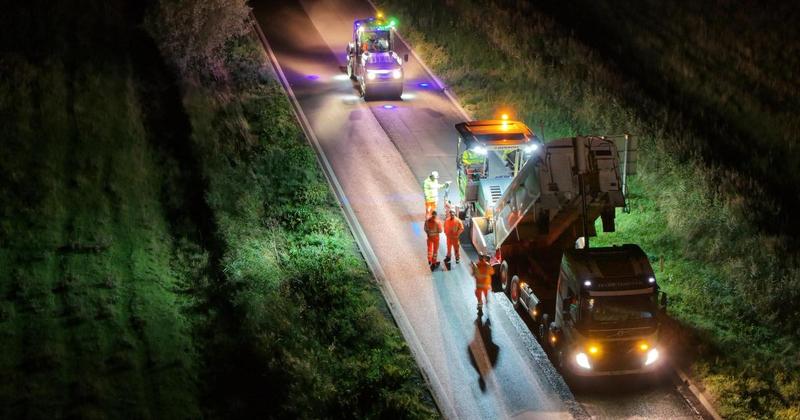 Months of resurfacing work on the A47 Acle Straight uses material from old roads Months of resurfacing work on the A47 Acle Straight uses material from old roads