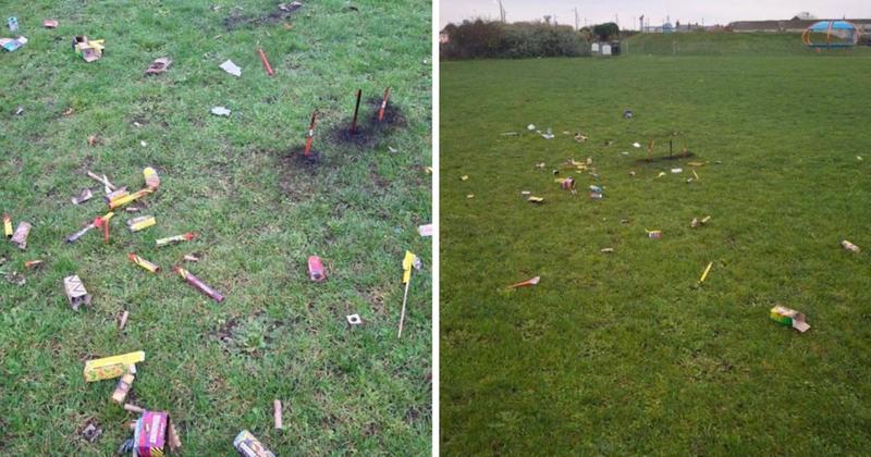 Large amount of 'mess' left on park after Bonfire Night Large amount of 'mess' left on park after Bonfire Night
