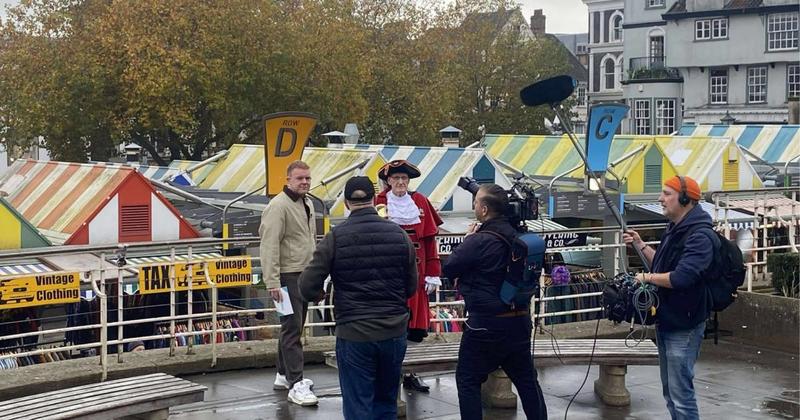 Soap star films teaser for major ITV show at Norwich Market Soap star films teaser for major ITV show at Norwich Market