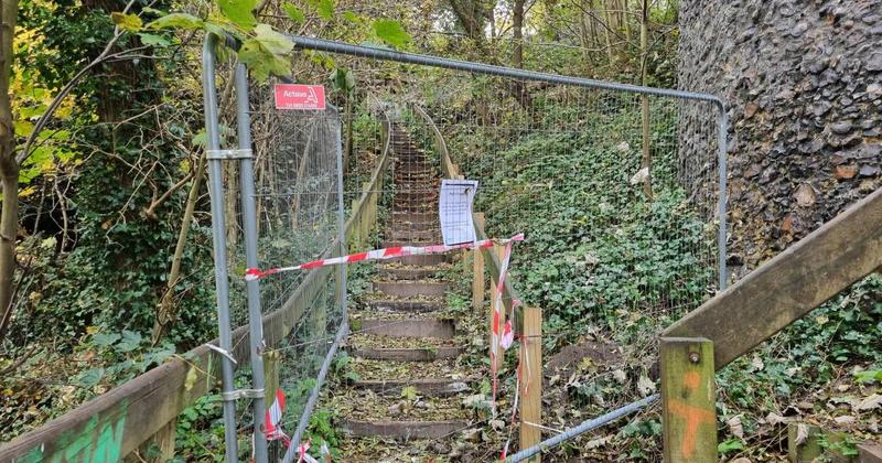 Popular footpath collapses near city's historic wall