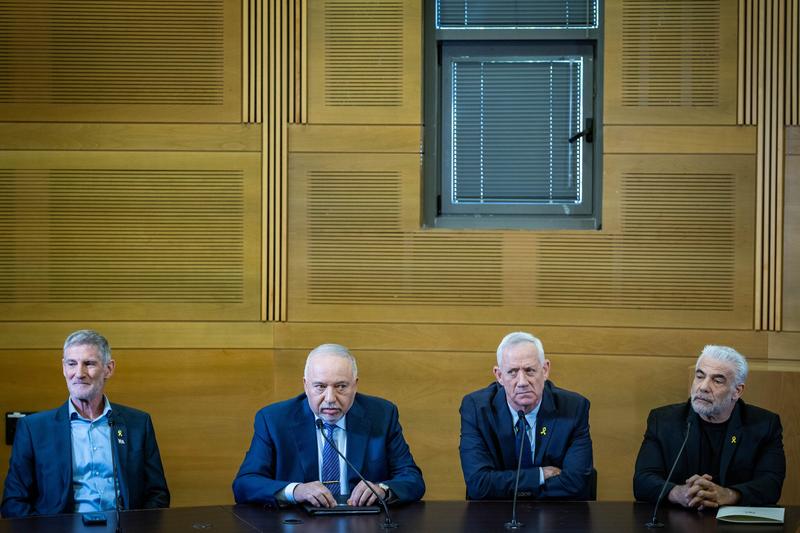 Opposition heads meet, vow to fight government’s Haredi ‘evasion law,’ judicial ‘coup’ Opposition heads meet, vow to fight government’s Haredi ‘evasion law,’ judicial ‘coup’