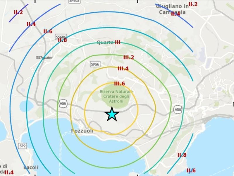 Terremoto Campi Flegrei, sciame sismicodall'alba con scosse fino a magnitudo 2.2 Terremoto Campi Flegrei, sciame sismicodall'alba con scosse fino a magnitudo 2.2
