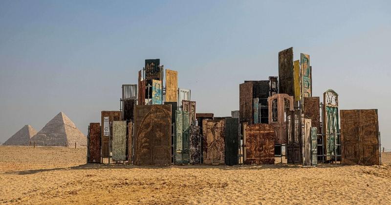 Monumental art displayed in shade of Egypt's pyramids Monumental art displayed in shade of Egypt's pyramids