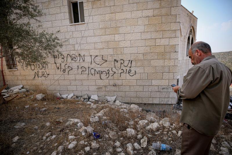 Settlers torch West Bank mosque, scrawl hateful messages after IDF leaders’ reproach