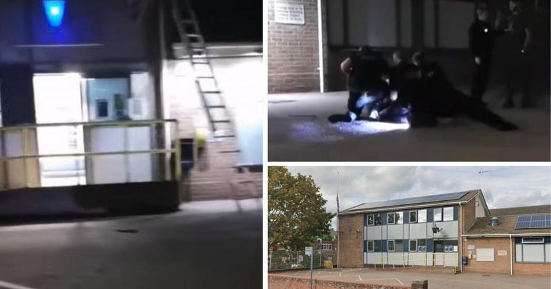 Pair in court after attempt to fly Union Jack from police station