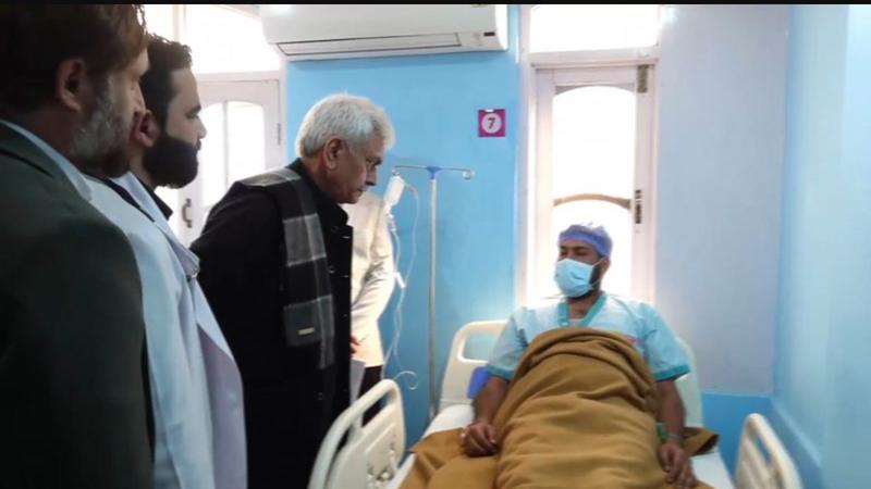 Nowgam Blast: LG Sinha visits injured at hospital Nowgam Blast: LG Sinha visits injured at hospital