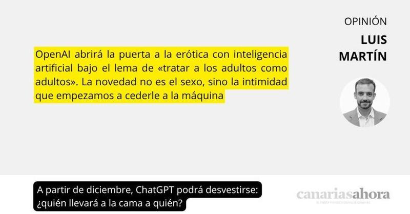 A partir de diciembre, ChatGPT podrá desvestirse: ¿quién llevará a la cama a quién?