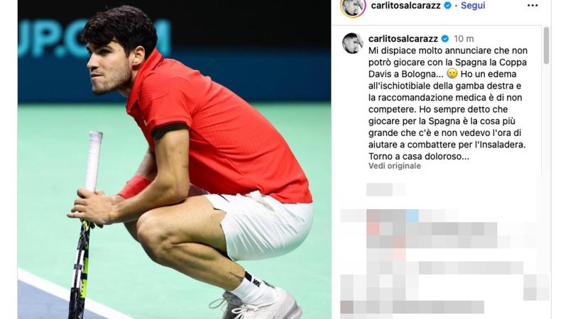 Alcaraz saluta la Davis: “Ho il cuore spezzato”. La chance dell’Italia Alcaraz saluta la Davis: “Ho il cuore spezzato”. La chance dell’Italia