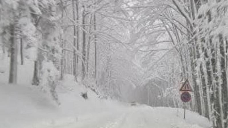 La prima neve abbondante sui monti e i paesi del forlivese