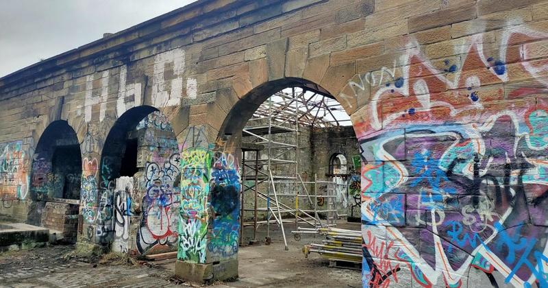 The last building left. But the change at Govan Docks has finally started
