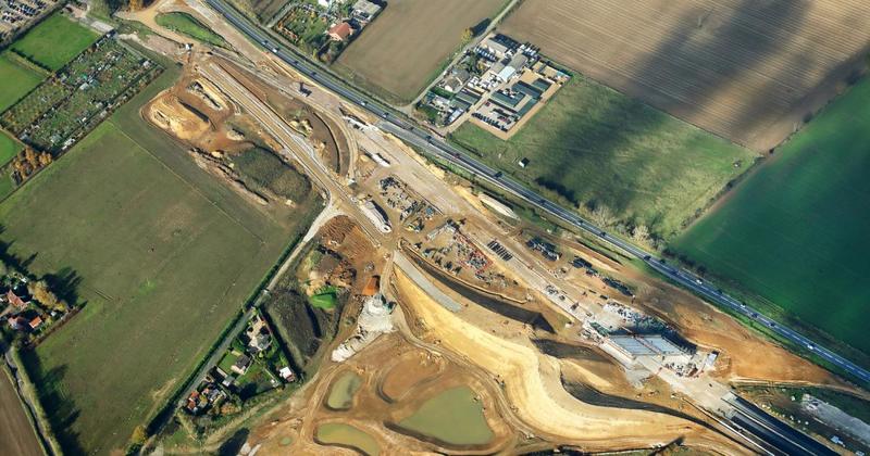 Bird's-eye view photographs and new video show A47 dualling progress