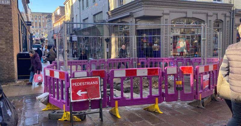 Burst main in city forces water company to close footpath Burst main in city forces water company to close footpath