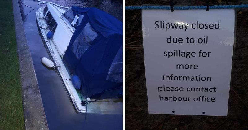 Sinking boat causes oil spill on the Broads Sinking boat causes oil spill on the Broads