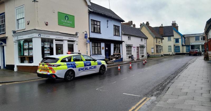 Car crashes into building in market town Car crashes into building in market town