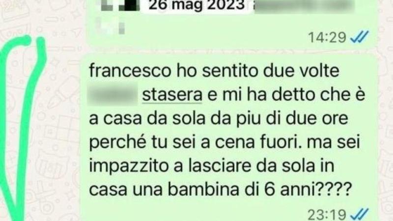 La chat tra Ilary Blasi e Francesco Totti: «Ma sei impazzito a lasciare da sola in casa una bambina di 6 anni?»