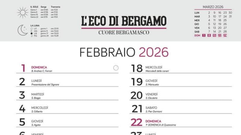 Il calendario de «L’Eco», omaggio per i lettori con la copia di giovedì
