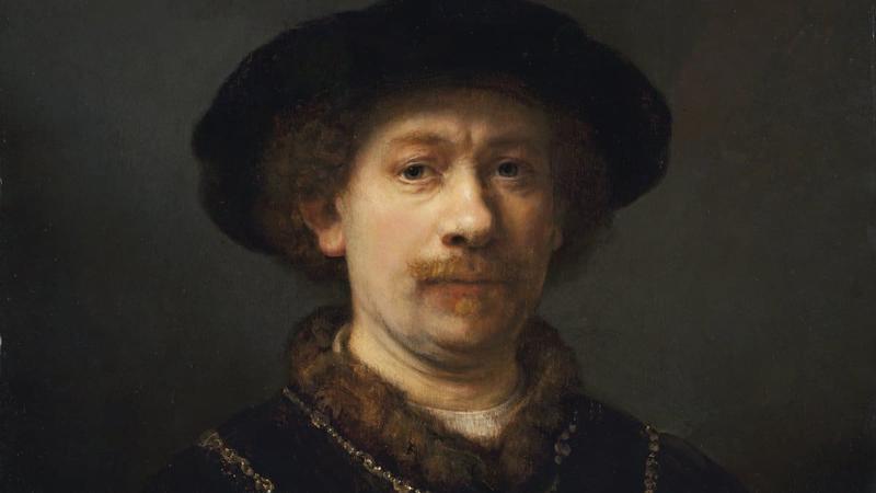 Rembrandt mirando de frente y de perfil también