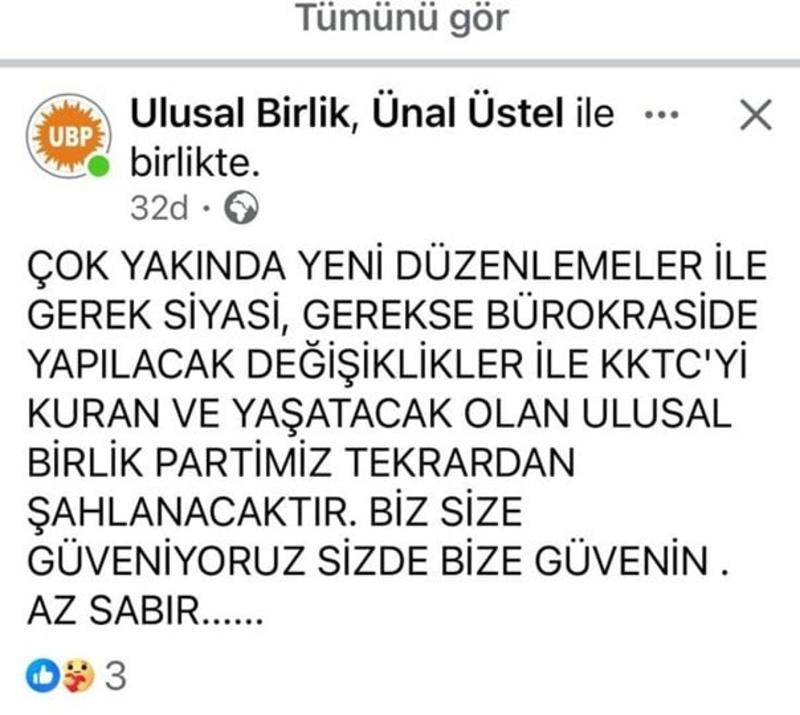 UBP’de köklü değişim sinyalleri… UBP’de köklü değişim sinyalleri…
