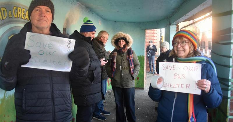 Protestors' defiant message to council that wants to tear down bus shelter