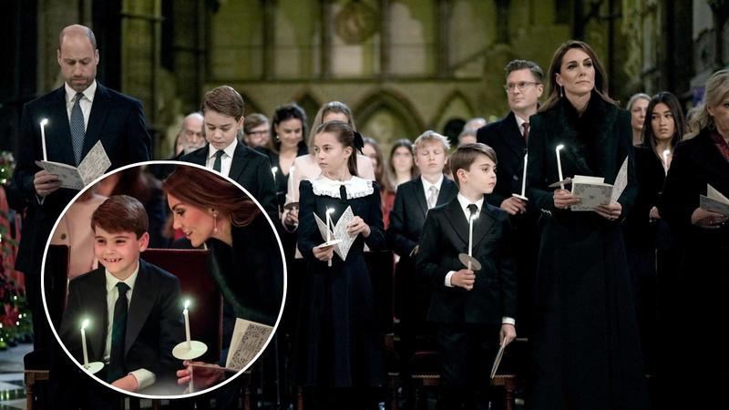 Il principino Louis è cresciuto: impeccabile con mamma Kate alla festa di Natale. Abito da sera e cravatta Il principino Louis è cresciuto: impeccabile con mamma Kate alla festa di Natale. Abito da sera e cravatta