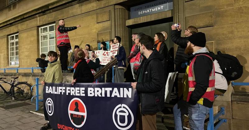 Protestors demand council stop using bailiffs to collect unpaid tax