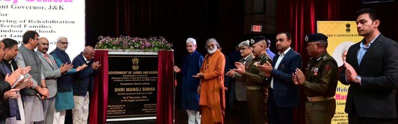 ‘Damages in calamities, Pak shelling’ : LG lays foundation stone for new houses