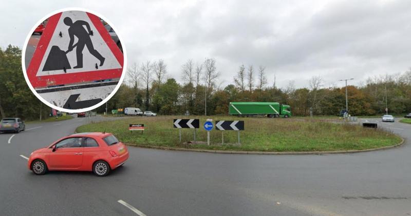 Lane closure causing delays on major roundabout Lane closure causing delays on major roundabout